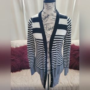 Lady Dutch High Society womans striped cardigan. Size large.